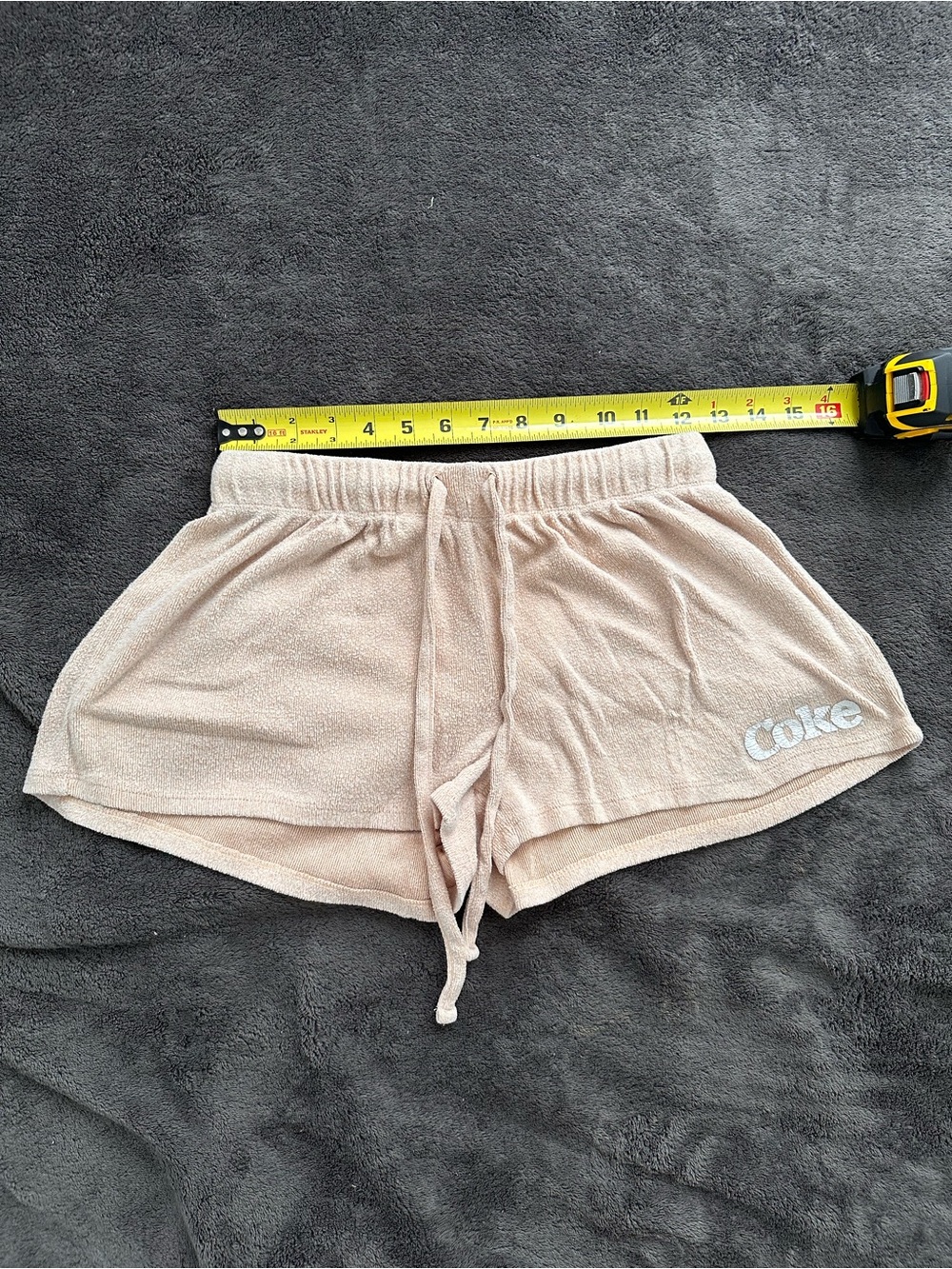 DISNEY Coca Cola Light PINK/Tan Terry Athletic Shorts with Drawstring